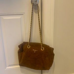 Prada Chain Link Suede Purse